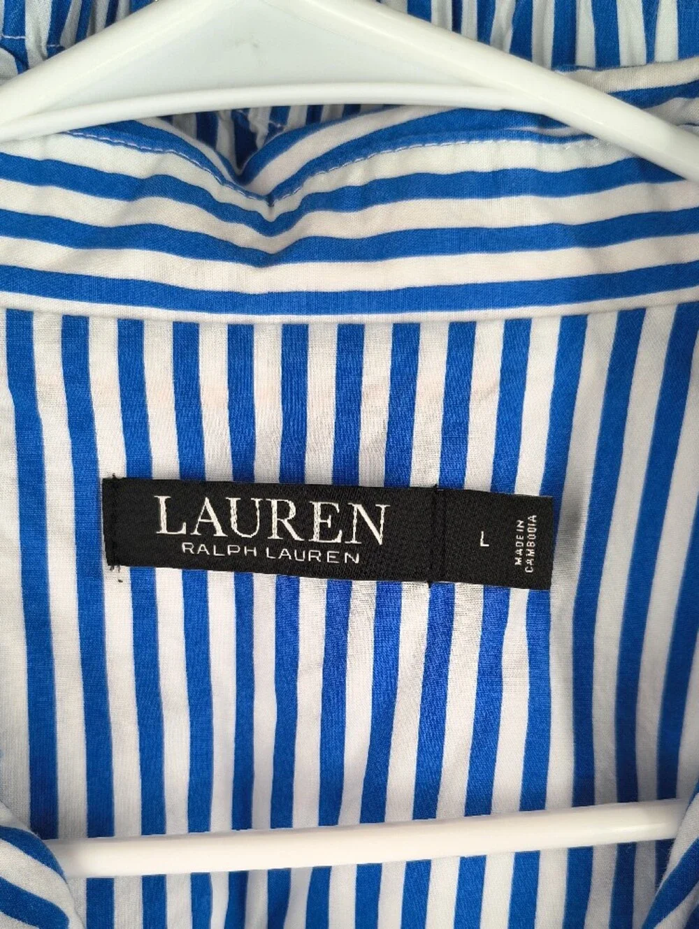 Lauren Ralph Lauren Blue and White Striped Pajama Set Size Large